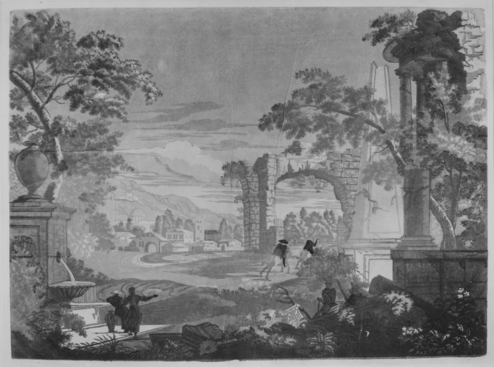 Heroic Landscape with Watering Place, Riders, and Obelisk MET MM1880