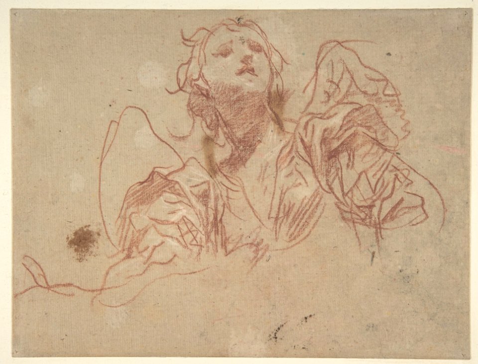 Half-Figure of an Angel Looking Upward (recto); Bust of a Man in Left Profile (verso) MET DP809764