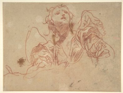 Half-Figure of an Angel Looking Upward (recto); Bust of a Man in Left Profile (verso) MET DP809764