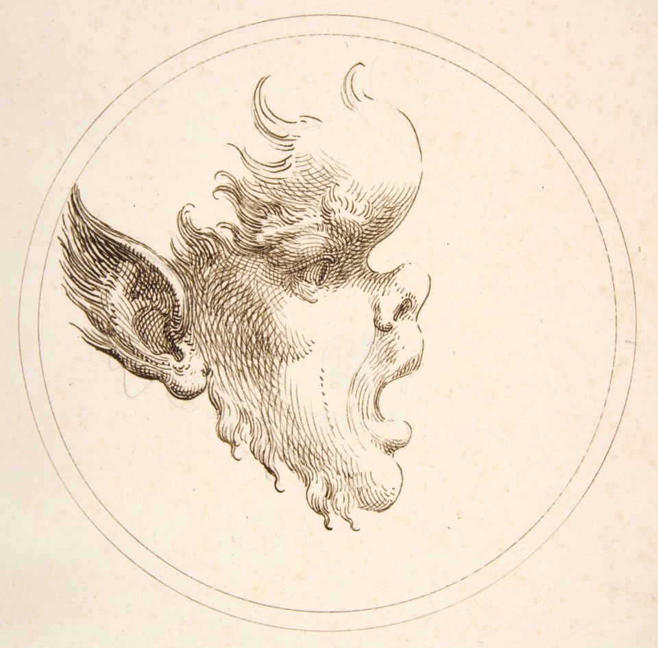 Grotesque Head With a Bulging Forehead Looking to the Right Within a Circle MET DP811143