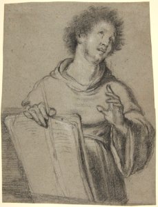 Half-Length Study of a Monk Holding a Book and a Long Implement MET DP811774