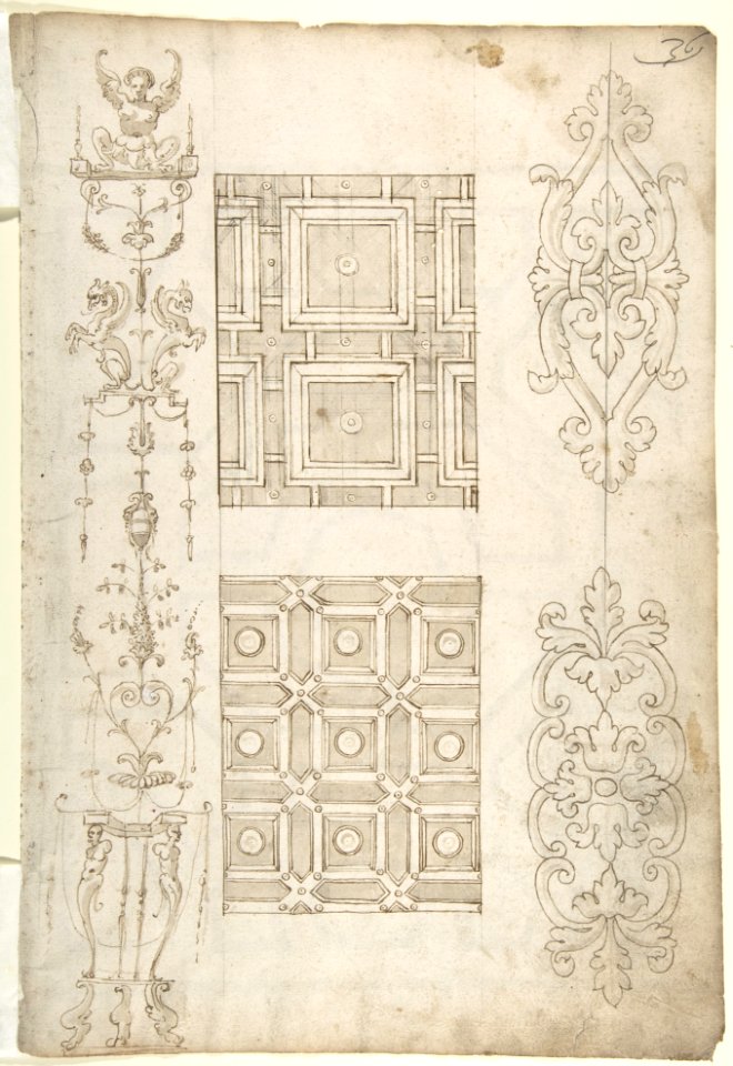 Grotesque Decoration and Ceiling Designs (Recto); Geometric Design (Verso) MET DP802148