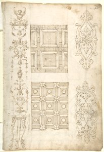 Grotesque Decoration and Ceiling Designs (Recto); Geometric Design (Verso) MET DP802148