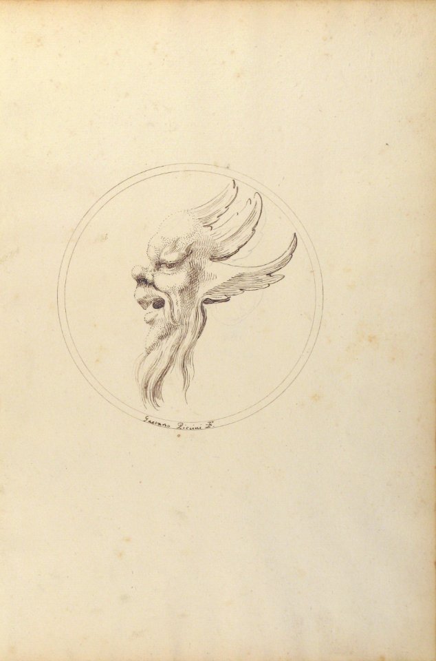 Grotesque Winged and Bearded Head Looking to the Left within a Circle MET 60.541.3