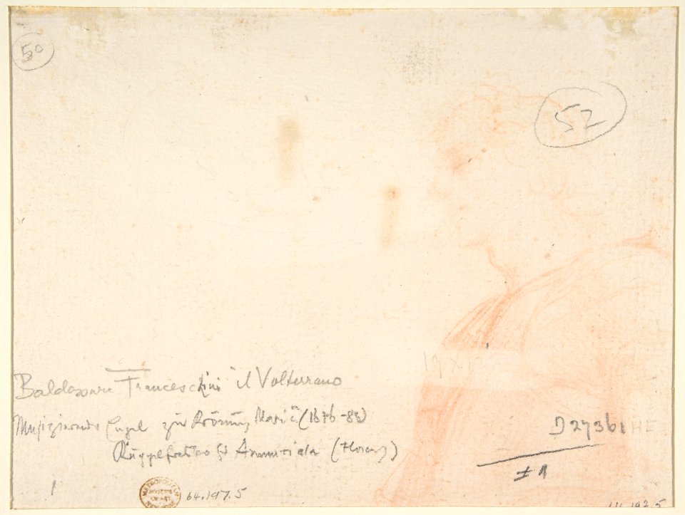 Half-Figure of an Angel Looking Upward (recto); Bust of a Man in Left Profile (verso) MET DP809765