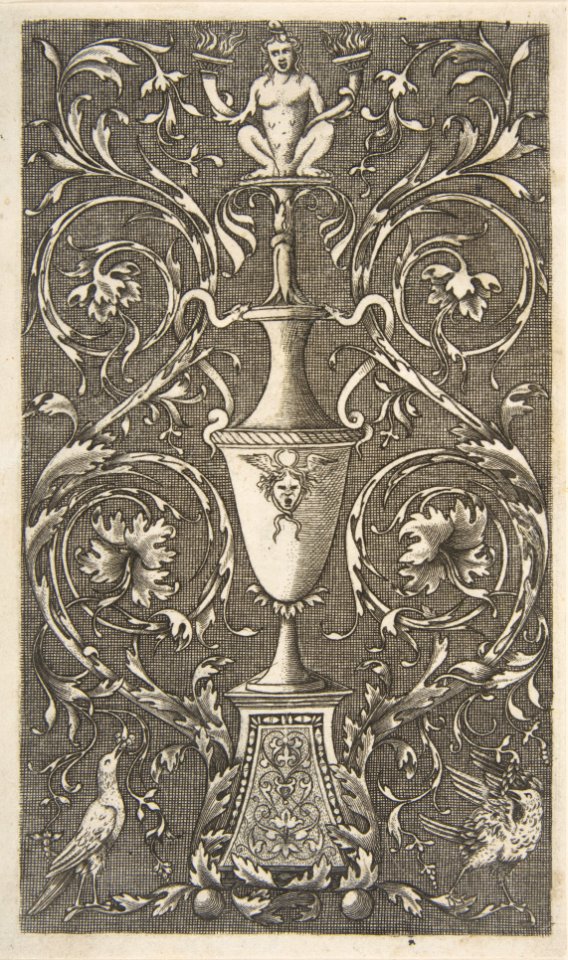 Grotesque with a vase, birds and acanthus scrolls MET DP818702