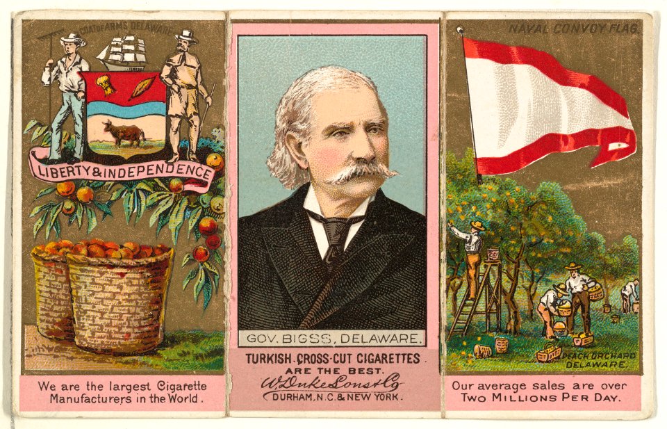 Governor Biggs, Delaware, from "Governors, Arms, Etc." series (N133-1), issued by Duke Sons & Co. MET DP865459