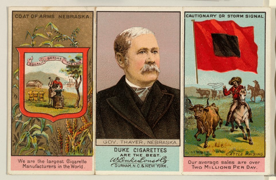 Governor Thayer, Nebraska, from "Governors, Arms, Etc." series (N133-2), issued by Duke Sons & Co. MET DP865512