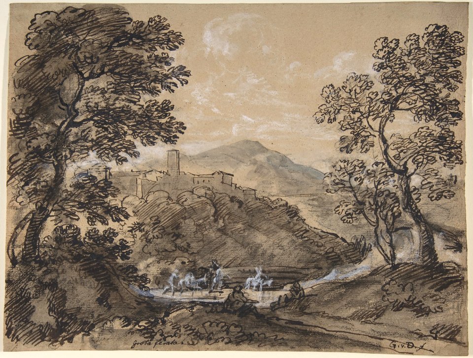 Hilly Landscape with Travellers MET DP803726