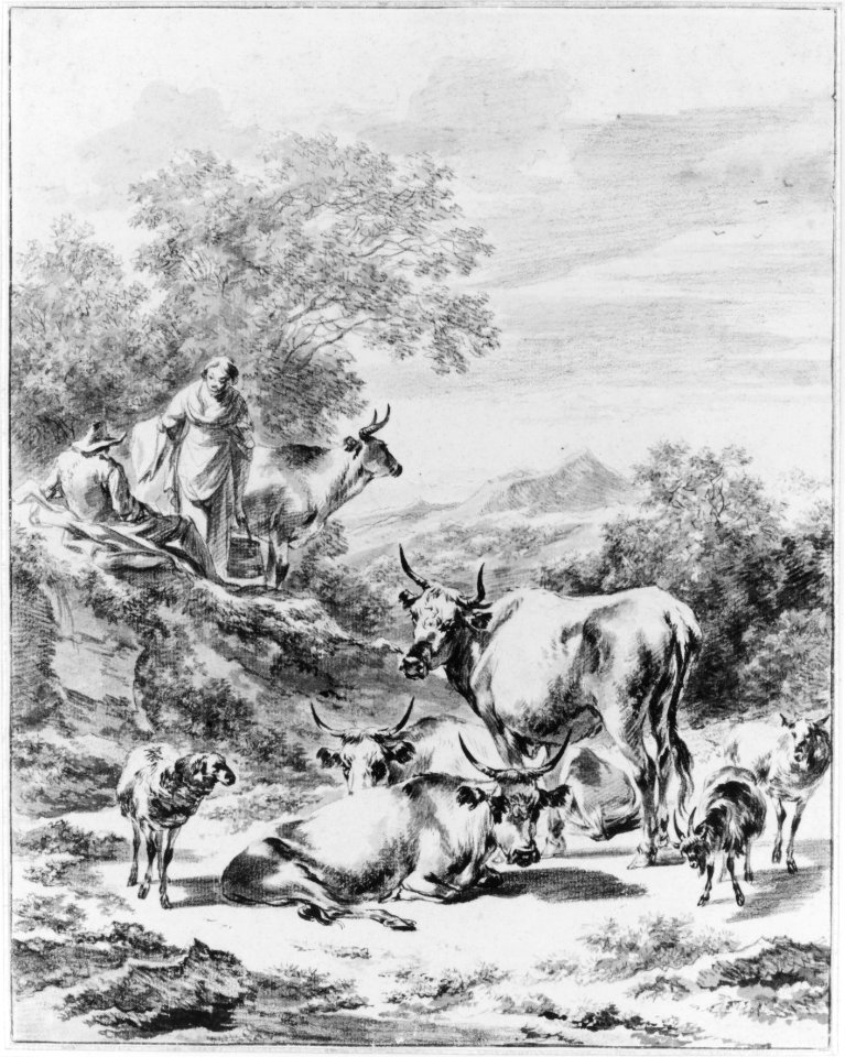 Herdsmen with Cattle and Sheep in Italianate Landscape MET 268231