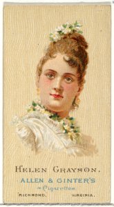 Helen Grayson, from World's Beauties, Series 2 (N27) for Allen & Ginter Cigarettes MET DP838151