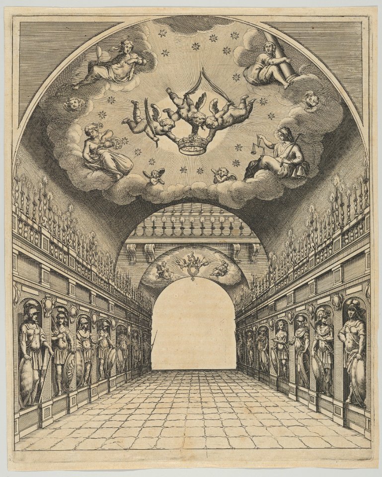 Great hall, from 'Éloges et discours sur la triomphante réception du Roy en sa ville de Paris ...' by Jean-Baptiste de Machault MET DP855541