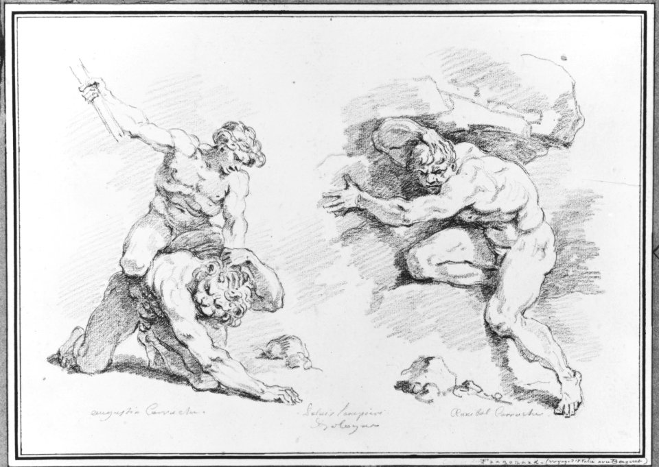 Hercules and Cacus, after Annibale Carracci, and the Destruction of Enceladus, after Agostino Carracci MET 170479