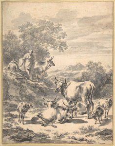 Herdsmen with Cattle and Sheep in Italianate Landscape MET DP800101