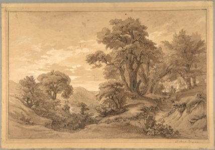Hilly Landscape with Trees and a Road on the Right MET DP804306