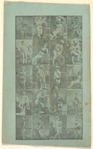 Grid of twenty portraits of actresses (blue), from the Actresses series (N668) MET DPB869948