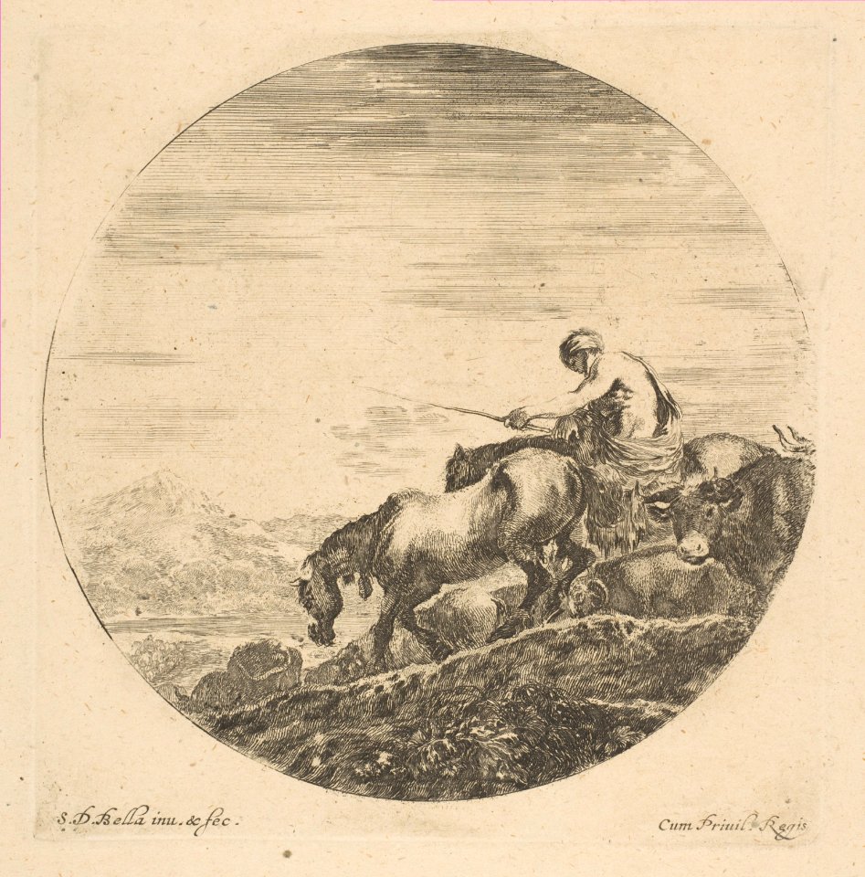 Herdsman on Horseback Drives Animals MET DP817924