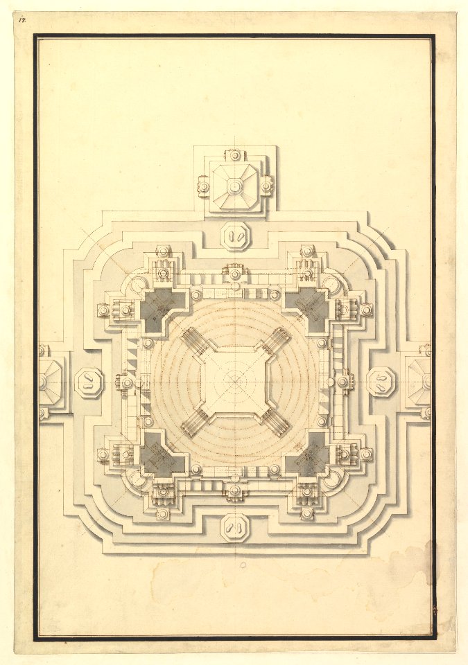 Ground Plan for a Catafalque for Leopold, Duke of Lorraine (d. 1729) MET DP820098
