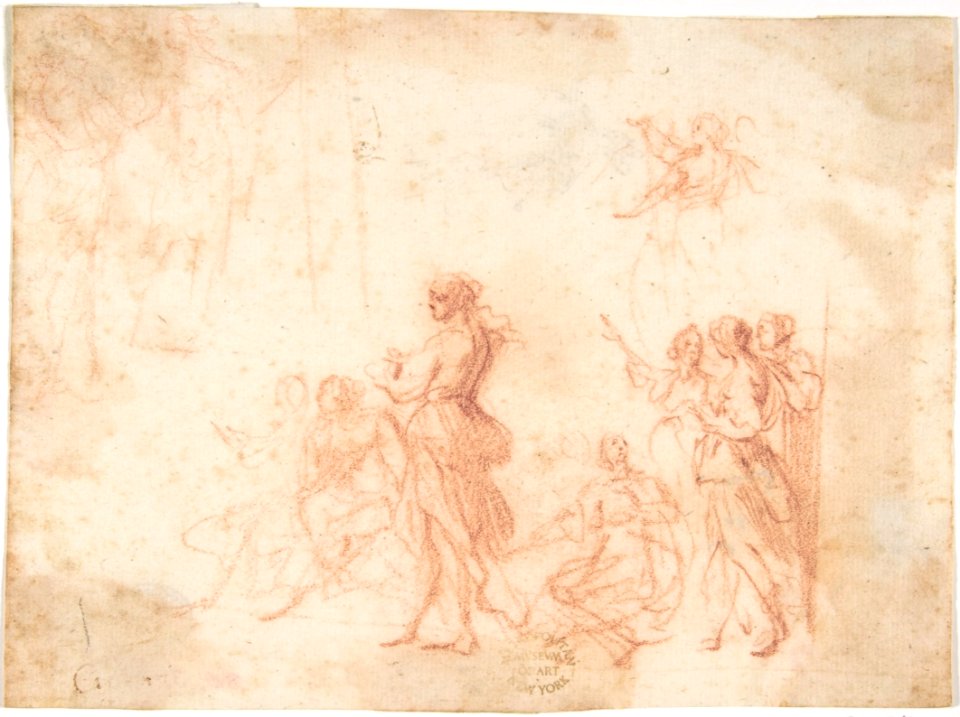 Group of Standing and Seated Female Figures (recto); Costumed Female Figure (verso) MET DP807660