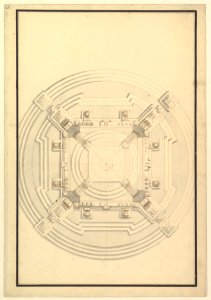 Ground Plan for a Catafalque for a Duchess of Hanover, probably Sophia (1630-1714) the mother of George I of England MET DP820103