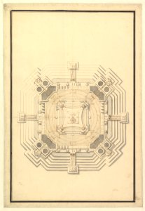 Ground Plan for a Catafalque for a Duke de Berri, probably Charles, Duke de Berri, Grandson of Louis XIV, and 3rd son of Louis, the Dauphin (1685-1714) MET DP820097