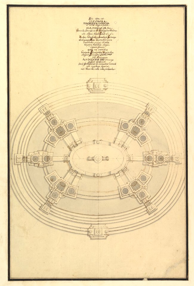 Ground Plan for a Catafalque for Eleonora Magdalena Theresa (6 Jan. 1655 - 19 Jan. 1720) MET DP820107