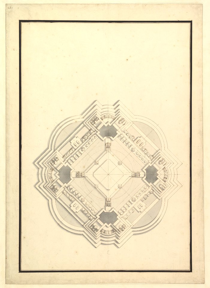 Ground Plan for a Catafalque for Louis I, King of Spain (reigned only a few months, died 1724) MET DP820109