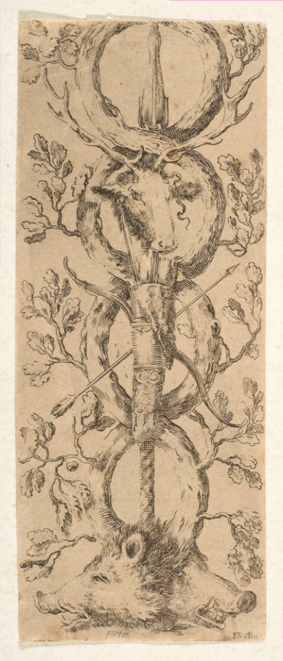 Heads of a Stag and Two Boars in Rinceaux of Oak Branches MET DP817941