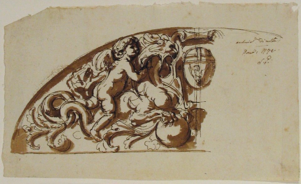 Half Lunette with Putto and Monster MET 62.129.6