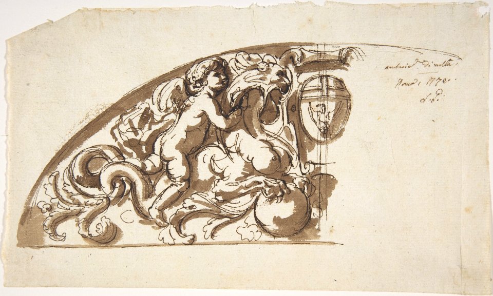 Half Lunette with Putto and Monster MET DP807097