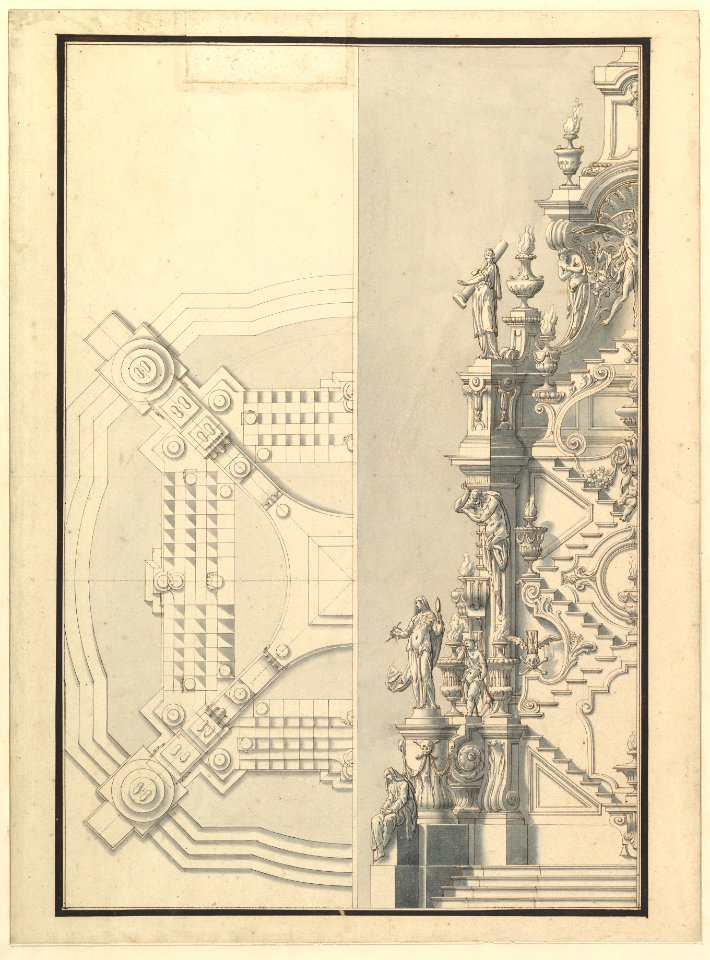 Half Elevation and Half Ground Plan for a Catafalque MET DP820171