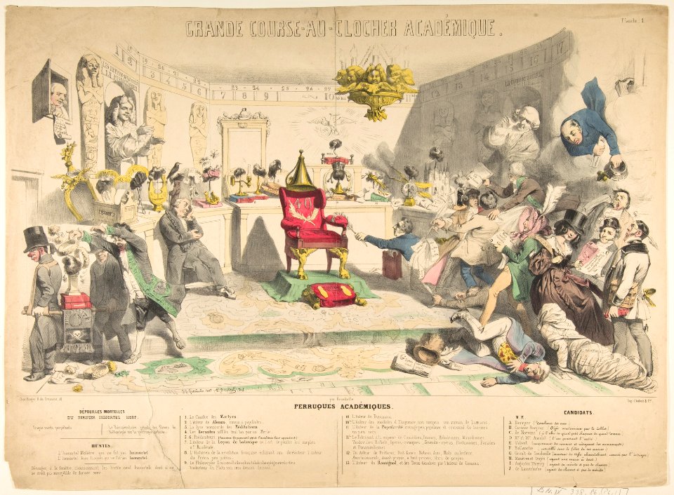 Grand Course-au-Clocher Académique, Planche 1- Perruques Académiques MET DP818609