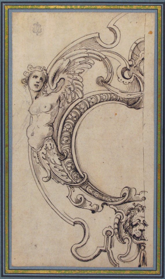 Half of a Cartouche with a Female Figure on the Left and a Lion's Head on the Bottom MET 53.529.6