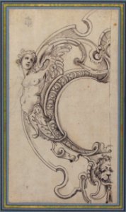 Half of a Cartouche with a Female Figure on the Left and a Lion's Head on the Bottom MET 53.529.6