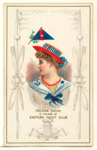 Helena Dacre in Colors of Eastern Yacht Club, from the Yacht Colors of the World series (N140) issued by Duke Sons & Co. to promote Honest Long Cut Tobacco MET DP865724