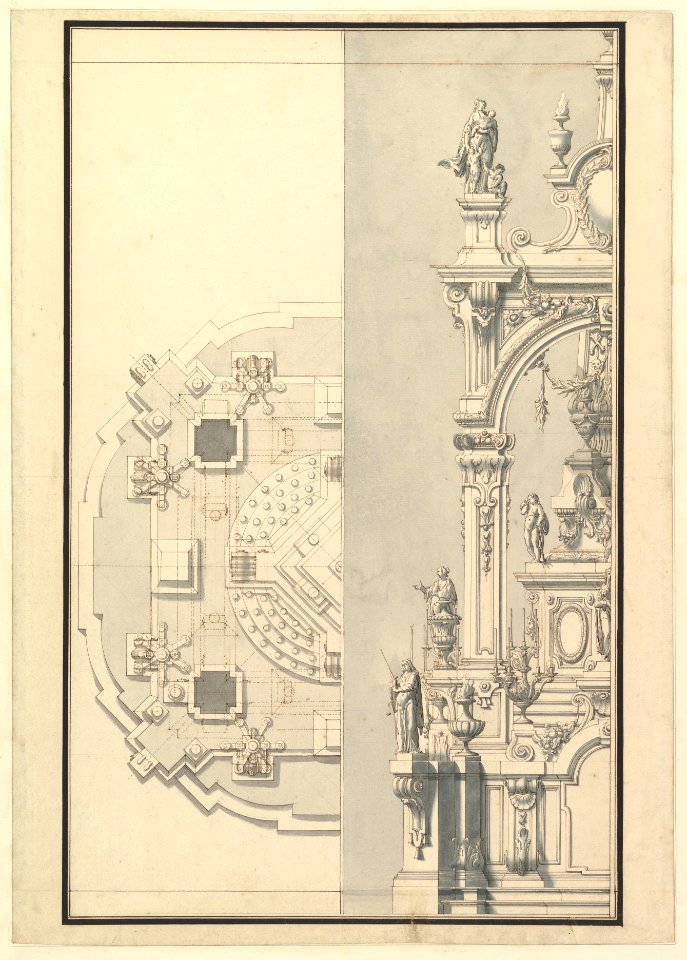 Half Plan and Half Elevation for a Catafalque for an Electress Palatine MET DP820091