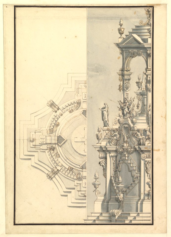 Half Elevation and Half Ground Plan for a Catafalque for a Duke MET DP820090