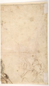 Half Figure of a Youth with Outstretched Left Arm and Bowed Head (recto); Two Women, One Holding a Vase, the Other a Book, and a Seated Man (verso) MET DP809781