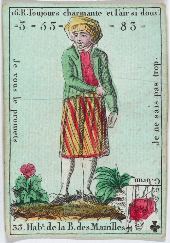 Hab.t de la B. des Manilles from playing cards "Jeu d'Or" MET DP862015