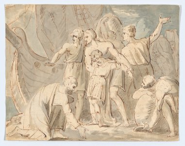 Historical Subject with Men and a Boy Near a Ship (recto); Anatomical Study of a Foot (verso) MET DP866797