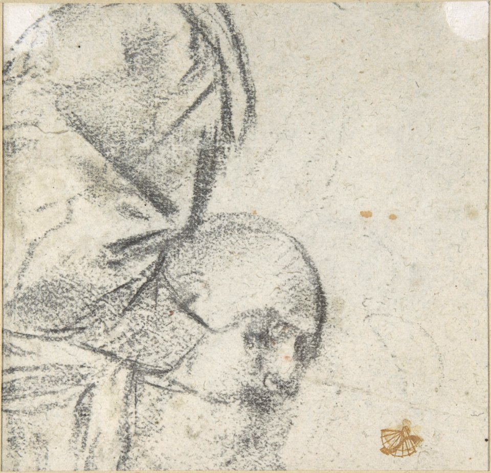 Head of a Bearded Man Looking to Upper Right (recto); Head of an Old Man and a Drapery Study (verso) MET DP809057