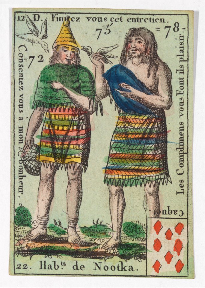 Hab.t de Nootka from Playing Cards (for Quartets) 'Costumes des Peuples Étrangers' MET DP274082