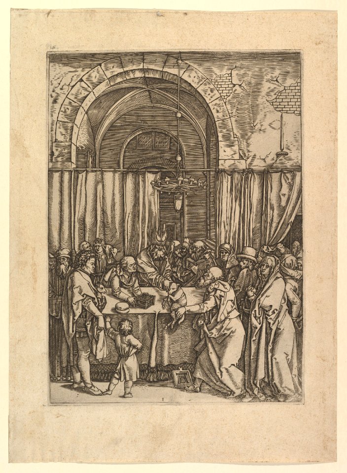 High priest refusing sacrificial lamb from Joachim, after Dürer MET DP820354
