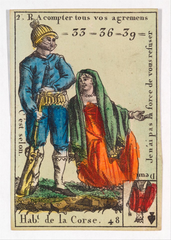 Hab.t de la Corse from Playing Cards (for Quartets) 'Costumes des Peuples Étrangers' MET DP274099