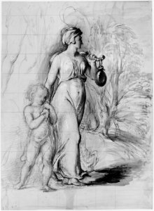Hagar and Ishmael in the Wilderness (recto); Two Portrait Studies of the Artist's Wife, and a Study of a Leg and Torso (verso) MET 270279
