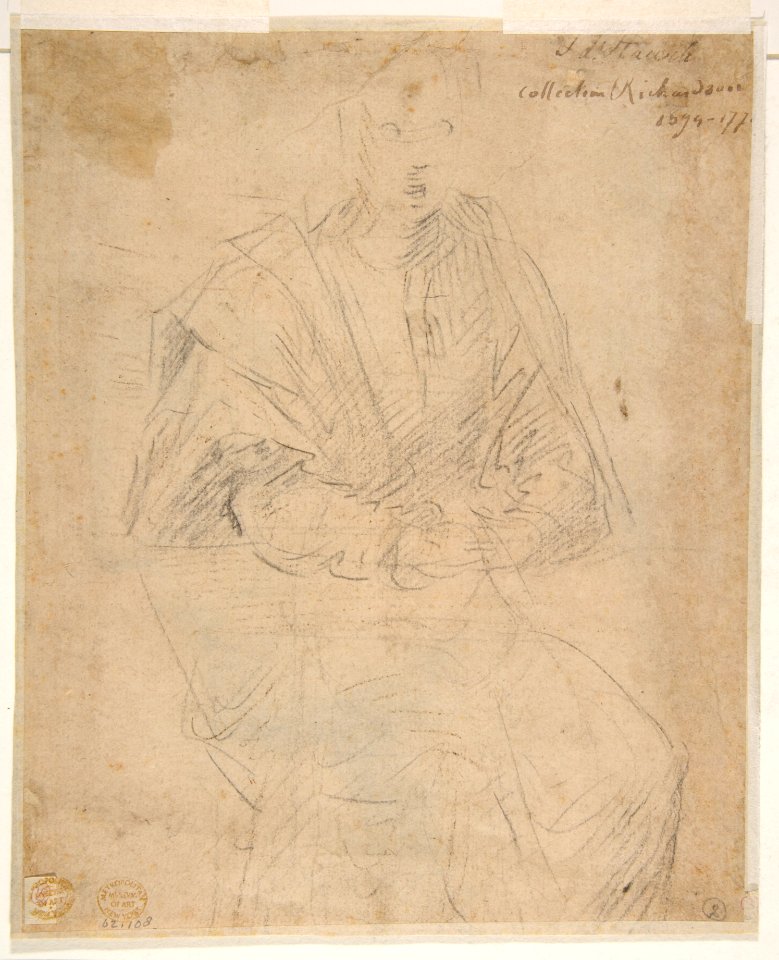 Head of a Youth in Profile (recto); Study of a Seated Figure (verso) MET DP811758