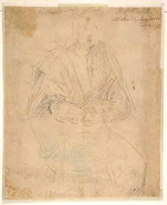 Head of a Youth in Profile (recto); Study of a Seated Figure (verso) MET DP811758
