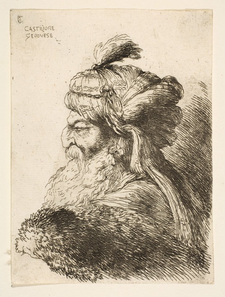 Head of an old Man with a Turban facing Left MET DP816523