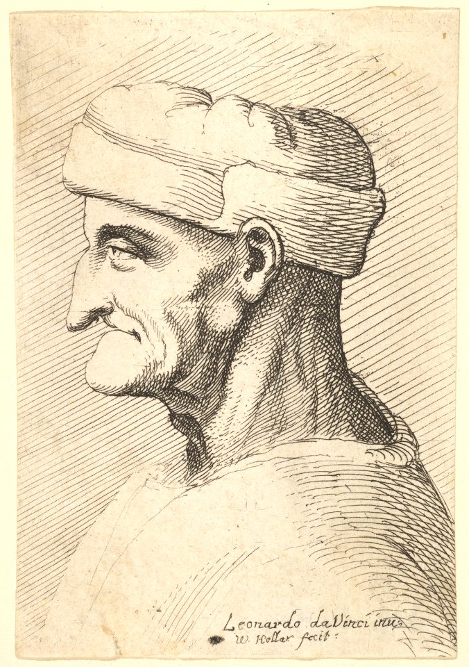 Head of an old man wearing cap in profile to left MET DP823719