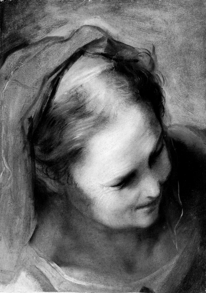 Head of an Old Woman Looking to Lower Right (Saint Elizabeth) MET ep1976.87.2.bw.R